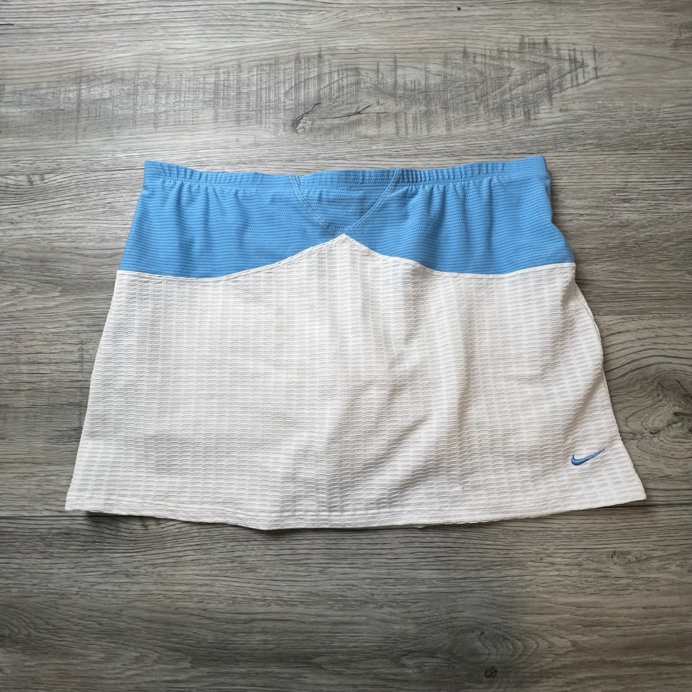 Nike Tennis Skort Womens Medium White Blue Fit Dry Mesh Active Skirt
